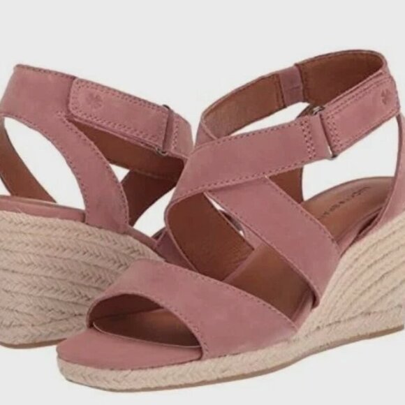 Lucky Brand Shoes - LUCKY BRAND Women's 7.5 M Pink Mendona Antler Soft Buck Wedge Strap Open Sandals